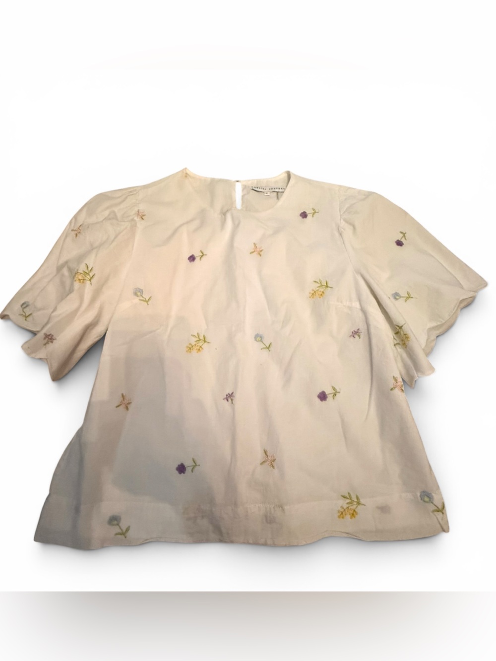 English Factory Top Cream T-shirt with Flowers Size Medium